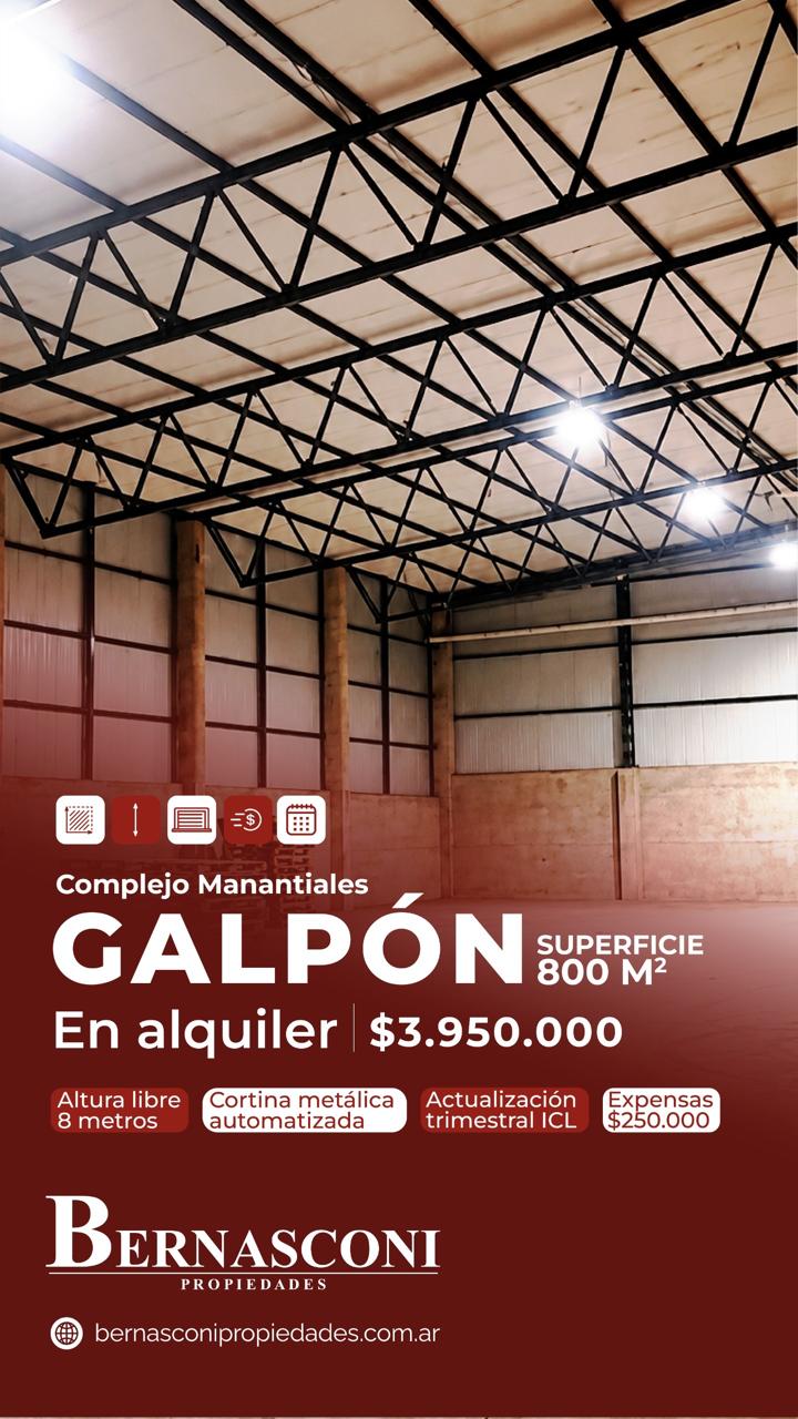 ALQUILER  GALPÓN 800 M2 con SEg las 24 hs